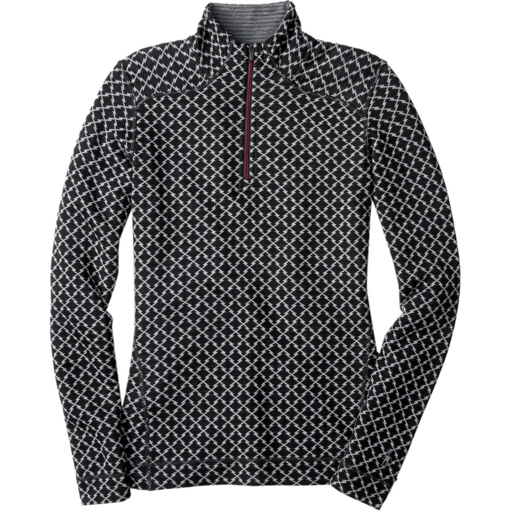 Smartwool Midweight Patterned Quarter-zip Base Layer Top In Charcoal Merino